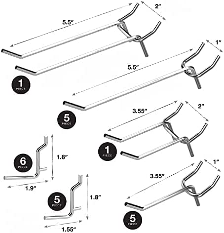 Pegboard Hook Assortment — Heavy-Duty Hardened Steel, 12 Hook Styles (50-Piece)