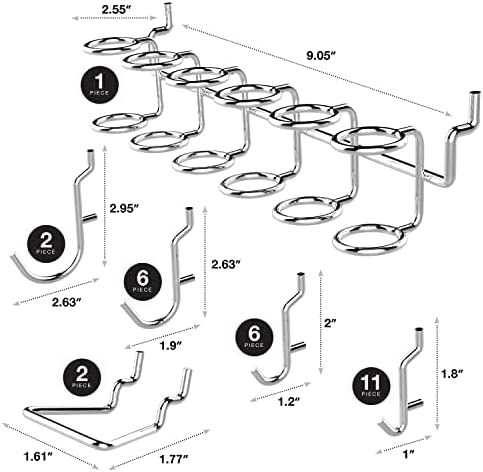 Pegboard Hook Assortment — Heavy-Duty Hardened Steel, 12 Hook Styles (50-Piece)