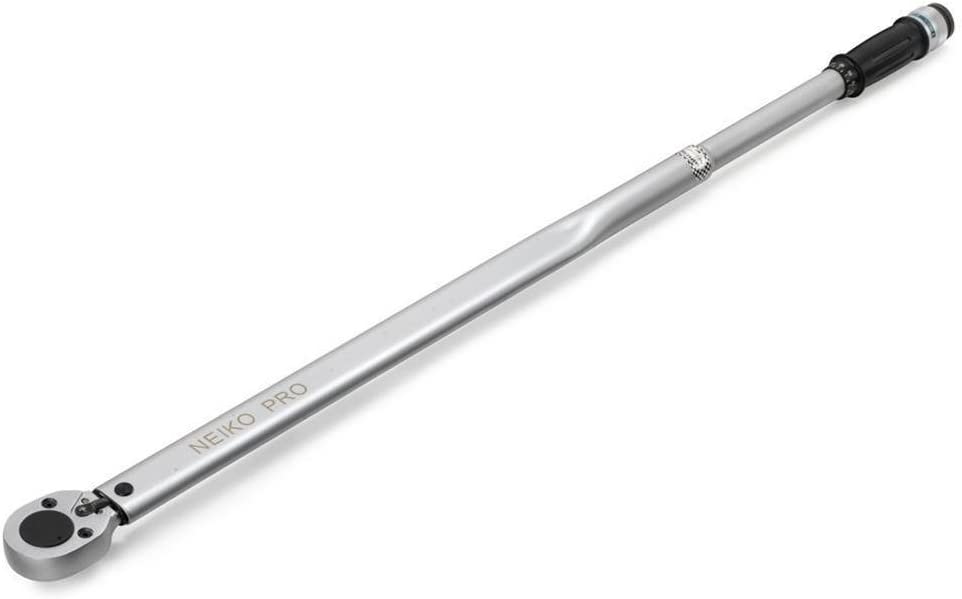 NEIKO PRO 03710B 3/4-Inch-Drive Adjustable SAE Torque Wrench with Torque Click Settings of 100–700 Foot-Pound, Made with CrV Steel, 48-Inch Length