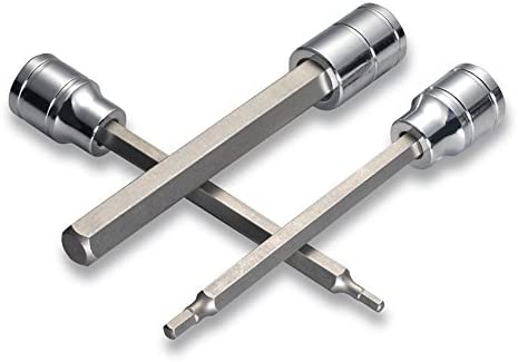 3/8" Drive Extra Long Allen Hex Bit Socket Set, Metric, 3 mm - 10 mm, S2 & Cr-V Steel (7-Piece)