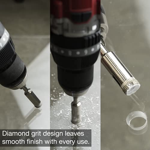 Diamond Hole Saw, 5 Pc Diamond Drill Bit Set, 5/32–1/2" Hollow Core, 1/4" Shank