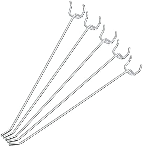 8" Pegboard Hooks — Heavy-Duty, Nickel-Plated Hardened Steel (50-Pack)