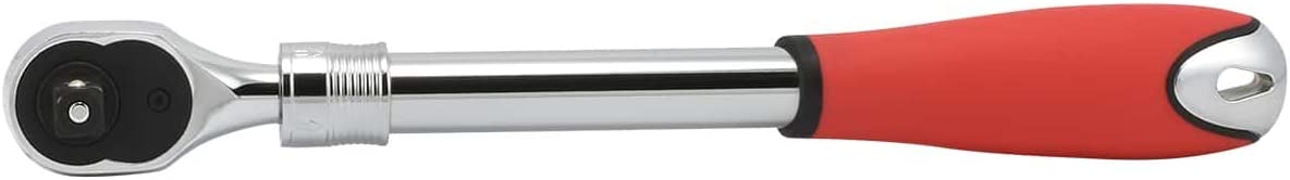 1/2" Drive Extendable Ratchet Handle, 72 Tooth Reversible Ratcheting Feature w/Soft Grip Handle, 12 to 17-1/2” Lengths, Red
