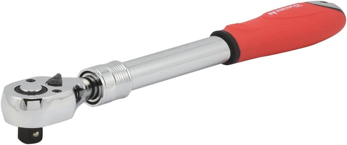 1/2" Drive Extendable Ratchet Handle, 72 Tooth Reversible Ratcheting Feature w/Soft Grip Handle, 12 to 17-1/2” Lengths, Red