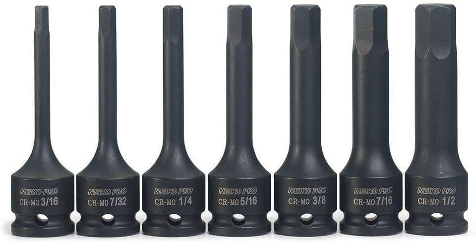 3/8"-Drive Allen Socket Set, 3" Length, 3/8" Impact Hex-Bit Socket Set (7-Piece)