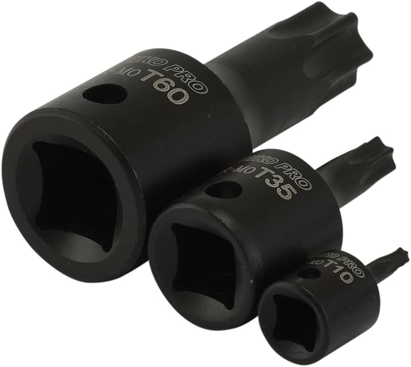 Impact Torx Bit Socket Set, 1/4", 3/8", & 1/2" Drive, 6 Point Star Sockets