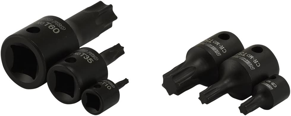 Security Torx Impact Socket Set — Cr-Mo Steel, Tamperproof, 1/4", 3/8" & 1/2" Drive (13-Piece)