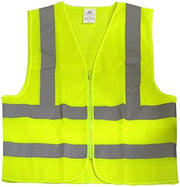 High-Visibility Safety Vest — Neon Orange, Reflective Strips, Zipper Front (Large)