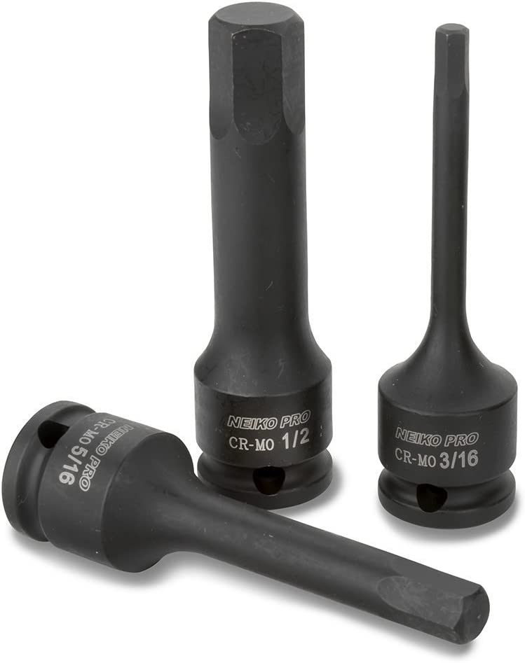 3/8"-Drive Allen Socket Set, 3" Length, 3/8" Impact Hex-Bit Socket Set (7-Piece)