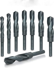 Jumbo Silver & Deming Drill Bit Set 1/2" Inch Shank Industrial Large Drill Bit Set 9/16” Drill Bit to 1" Drill Bit, Metal Drill Bits for Steel, Reduced Shank Drill Press Bits (8-Piece)
