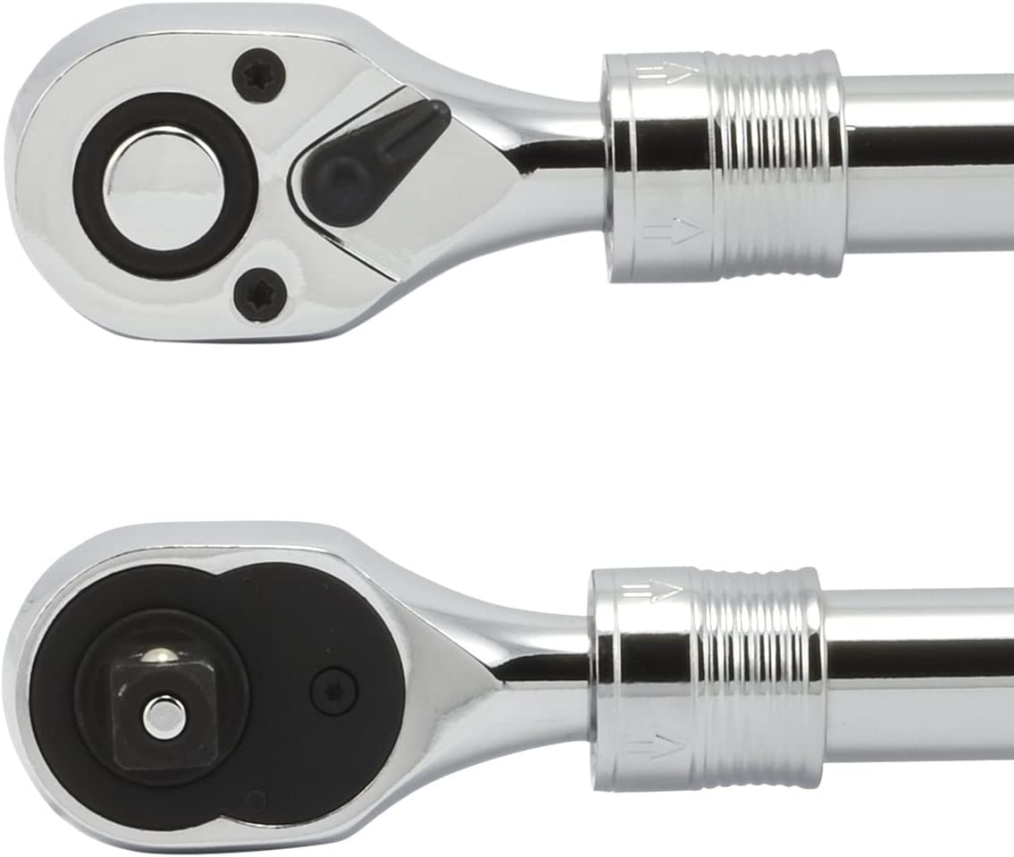 1/2" Drive Extendable Ratchet Handle, 72 Tooth Reversible Ratcheting Feature w/Soft Grip Handle, 12 to 17-1/2” Lengths, Red