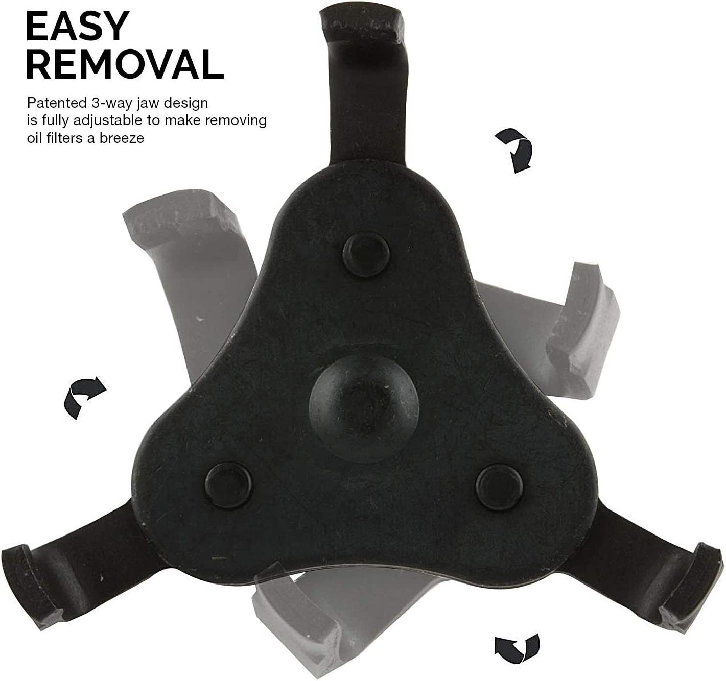 Universal Adjustable Oil Filter Wrench — 3-Jaw, 2-1/2"–4", 3/8" Drive