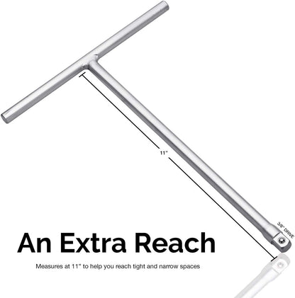 Neiko 01135A 3/8-inch Drive T-Handle Wrench with Long Reach | Chromium Vanadium Steel