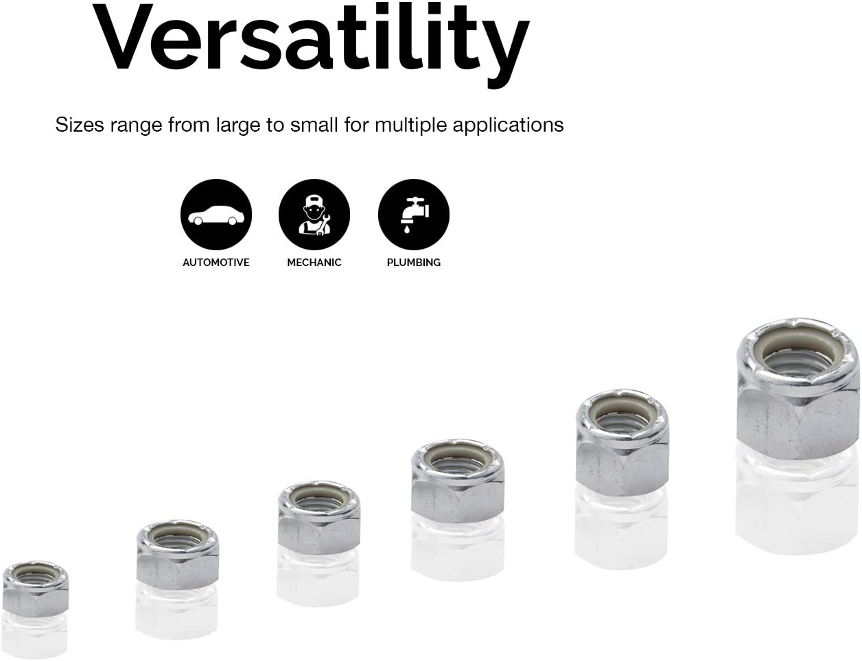SAE Nylon Lock Nut Assortment — A3 Steel, 6 Sizes (150-Piece)