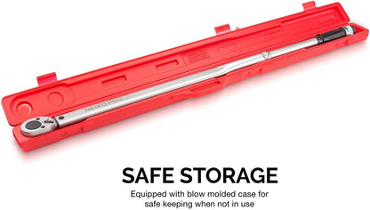 NEIKO PRO 03710B 3/4-Inch-Drive Adjustable SAE Torque Wrench with Torque Click Settings of 100–700 Foot-Pound, Made with CrV Steel, 48-Inch Length