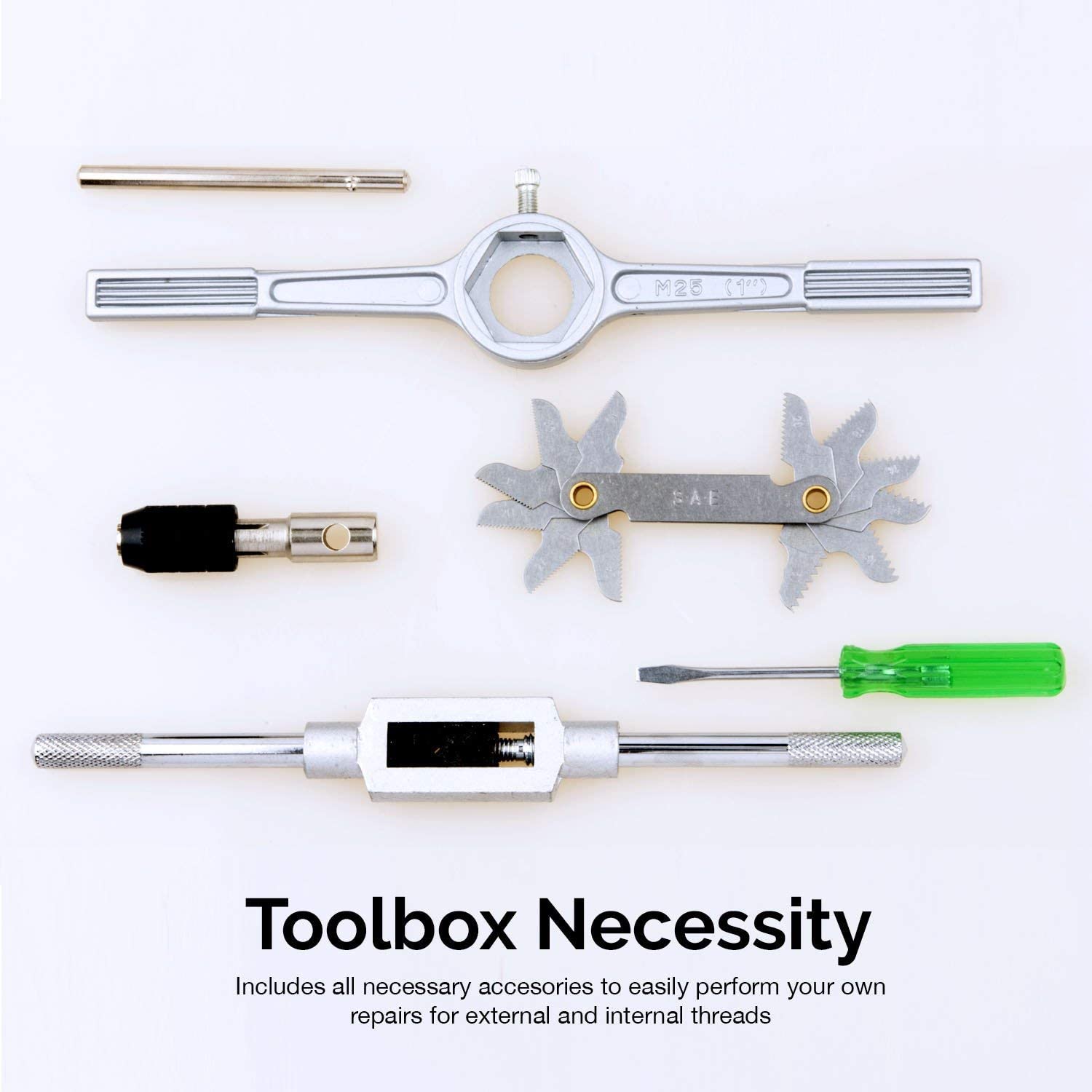 SAE Tap & Die Set, Titanium-Coated Alloy Steel Taps & Dies (40-Piece)