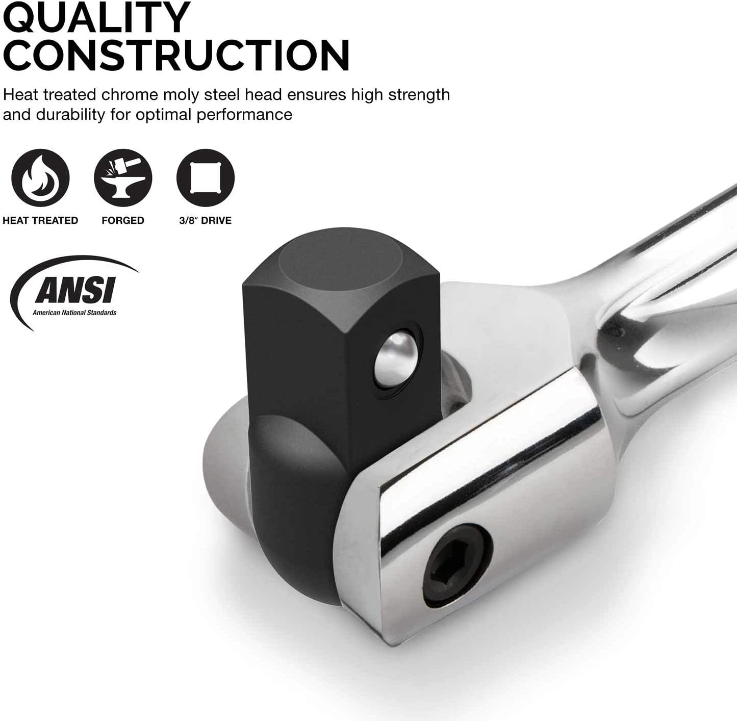 Neiko 00339A 3/8-Inch-Drive Premium Breaker Bar, 12 Inches Long, Nut Breaker Bar, 180-Degree Flex Cr-Mo Head with Cr-V Steel Construction