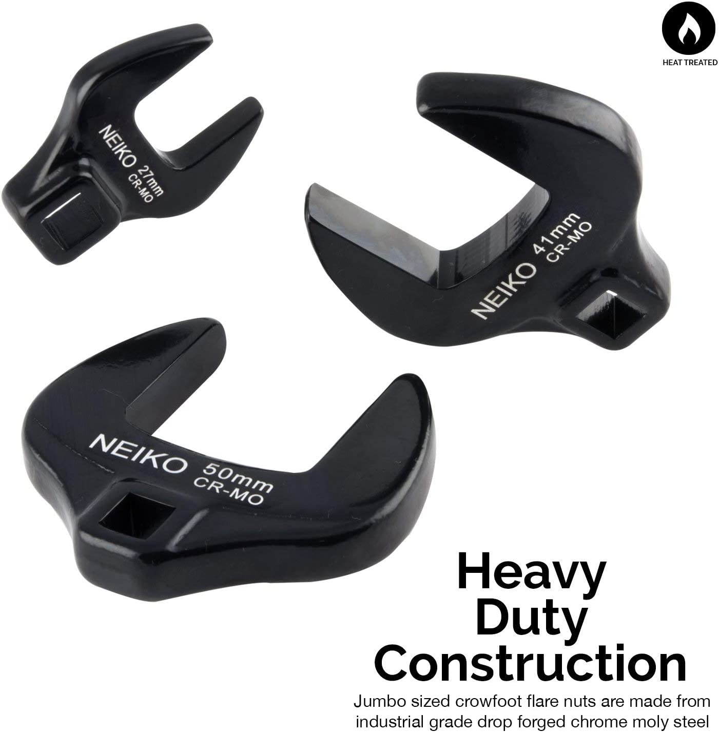 1/2" Drive Metric Jumbo Crowfoot Wrench Set — Cr-Mo, 27–50 mm (14-Piece)