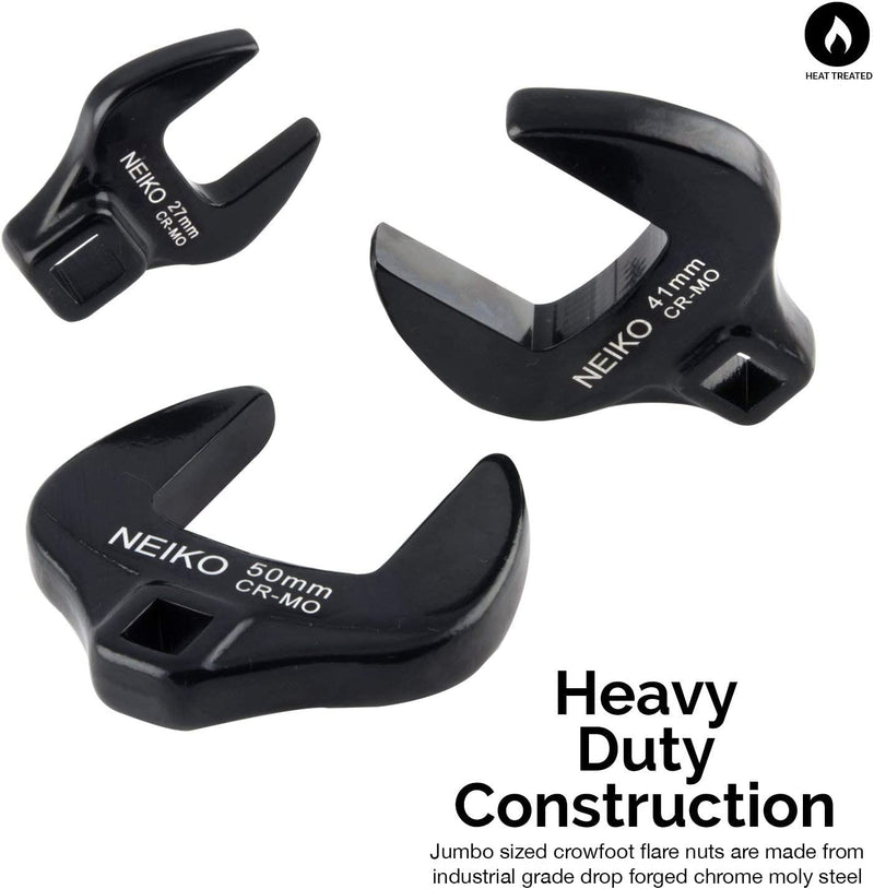 NEIKO 03326A ½” Drive Jumbo Crowfoot Wrench Set | 14 Piece | Metric | 27 to 50 mm | Cr-Mo Steel
