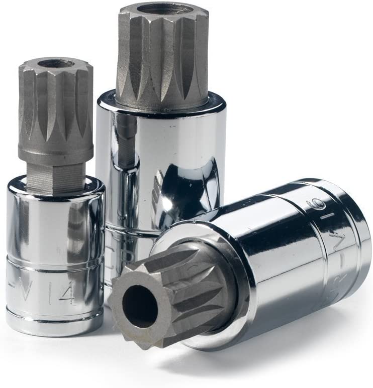 1/4", 3/8" & 1/2" Drive XZN Triple Square Spline Bit Socket Set Cr-V Sockets & S2 Steel Bits (10-Piece)