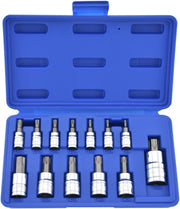 Tamperproof Torx Bit Socket Set — S2 Steel Bits, CrV Sockets, TT8–TT60 (13-Piece)