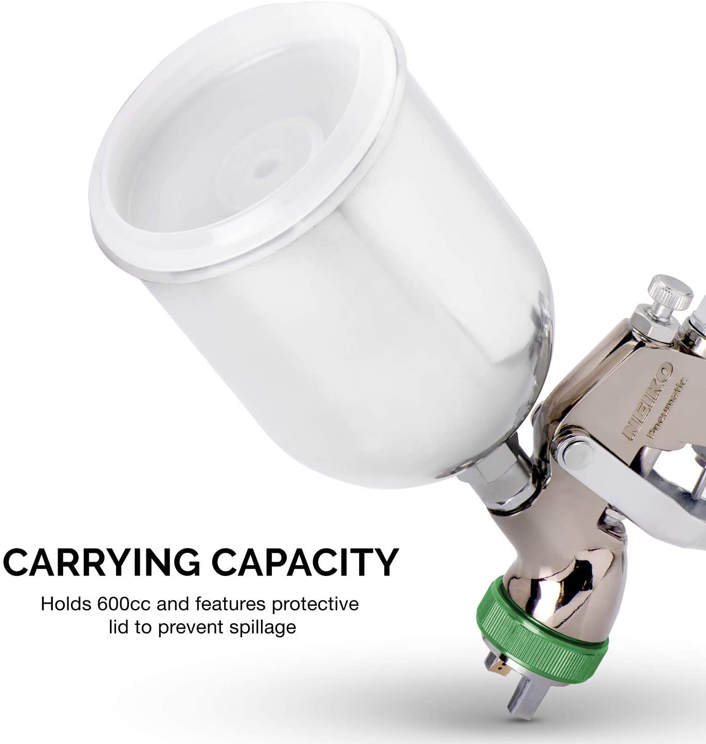 HVLP Gravity-Feed Spray Gun — 1.5 mm Nozzle, 600 cc Cup, Air Gauge