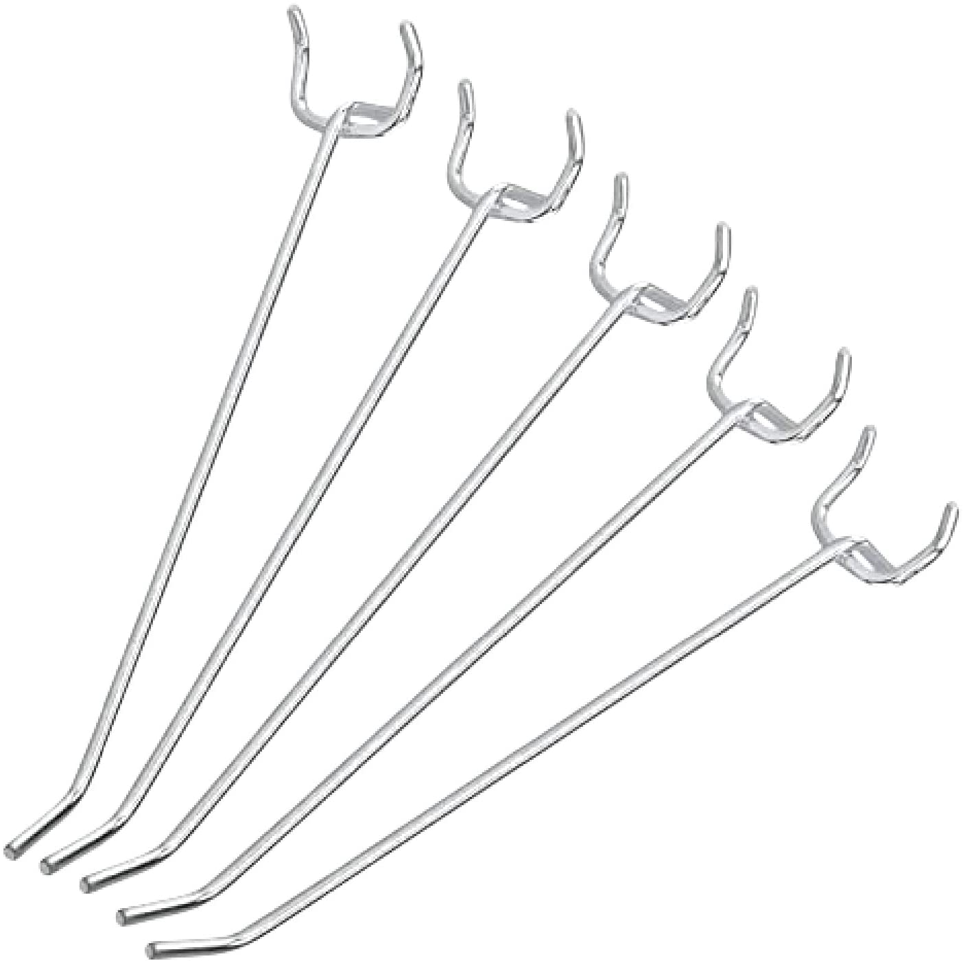 6" Pegboard Hooks — Heavy-Duty, Nickel-Plated Hardened Steel (50-Pack)