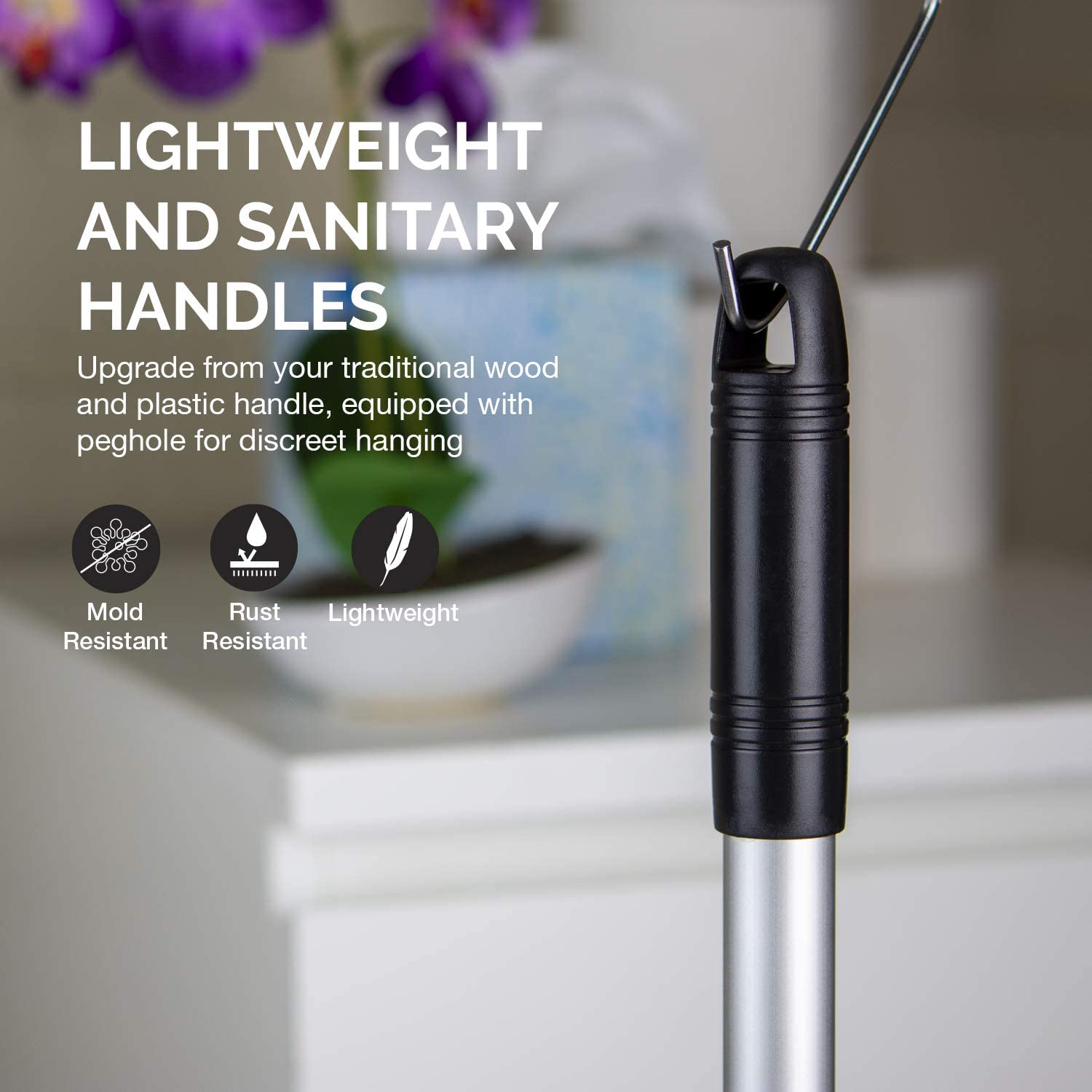 Toilet Plunger & Brush Set — Patented Plunger, Bowl Brush, Caddy, Mini Sink Plunger (4-Piece)