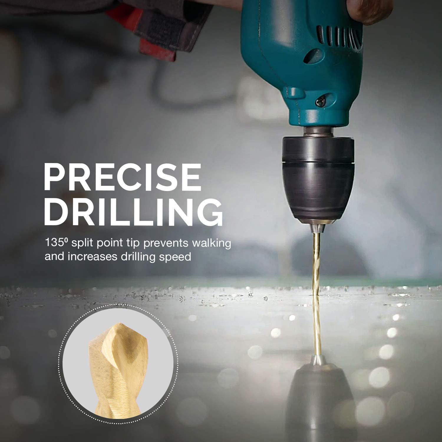 Left-Hand Drill-Bit Set, High-Speed Steel Drills with Titanium Nitride Coating (13-Piece)