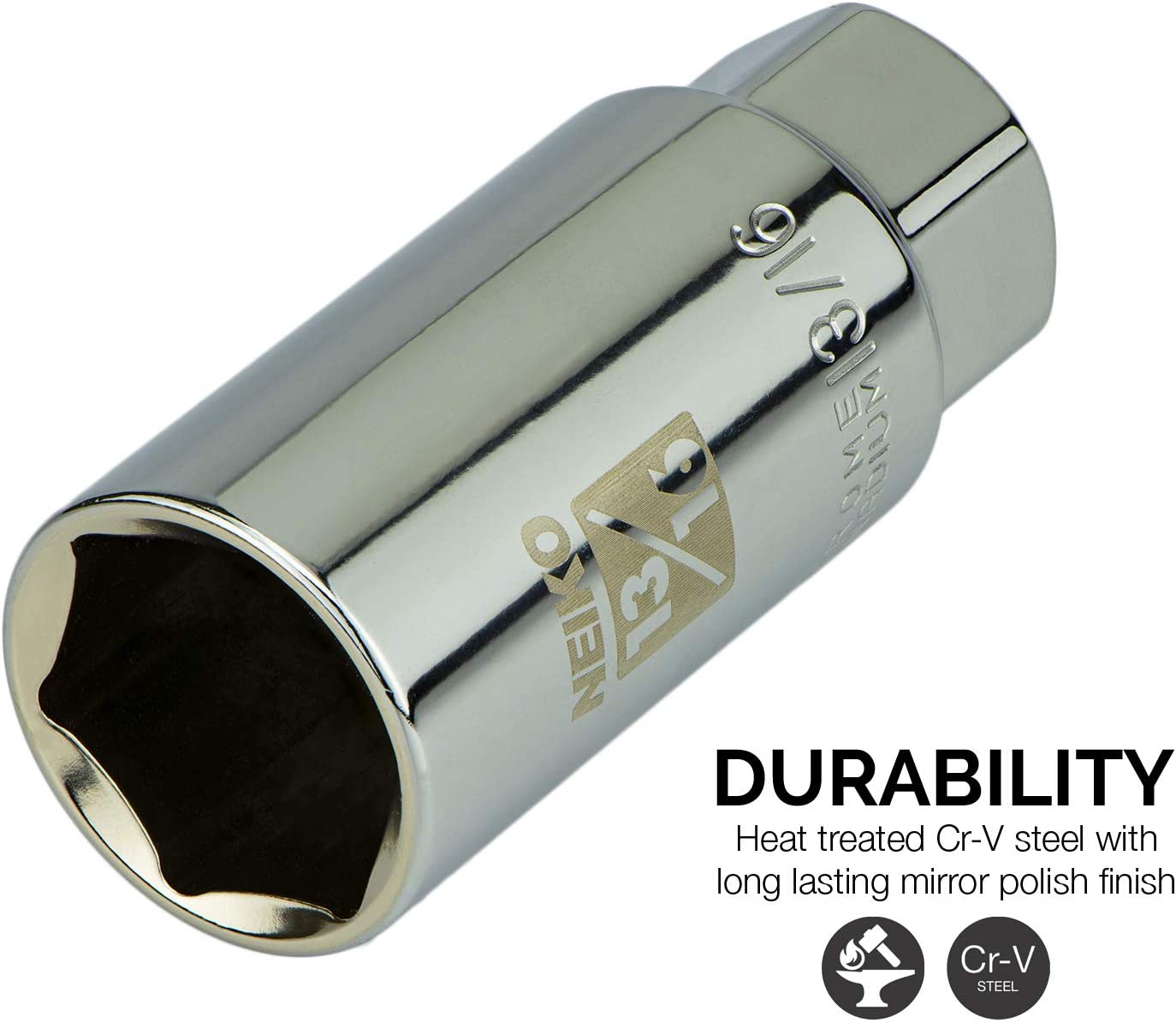 3/8" Drive Spark Plug Socket Set SAE And Metric, Rubber Retaining Inserts, Cr-V Steel, 14mm (5-Piece)