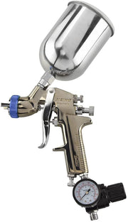 HVLP Gravity-Feed Spray Gun — 1.3 mm Nozzle, 600 cc Cup, Air Gauge