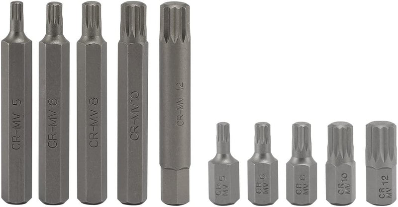 NEIKO 10078A XZN Triple Square Spline Bit Socket Set | 11 Piece Long and Short | 12 Point | CrV Steel