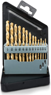 Left-Hand Drill-Bit Set, High-Speed Steel Drills with Titanium Nitride Coating (13-Piece)