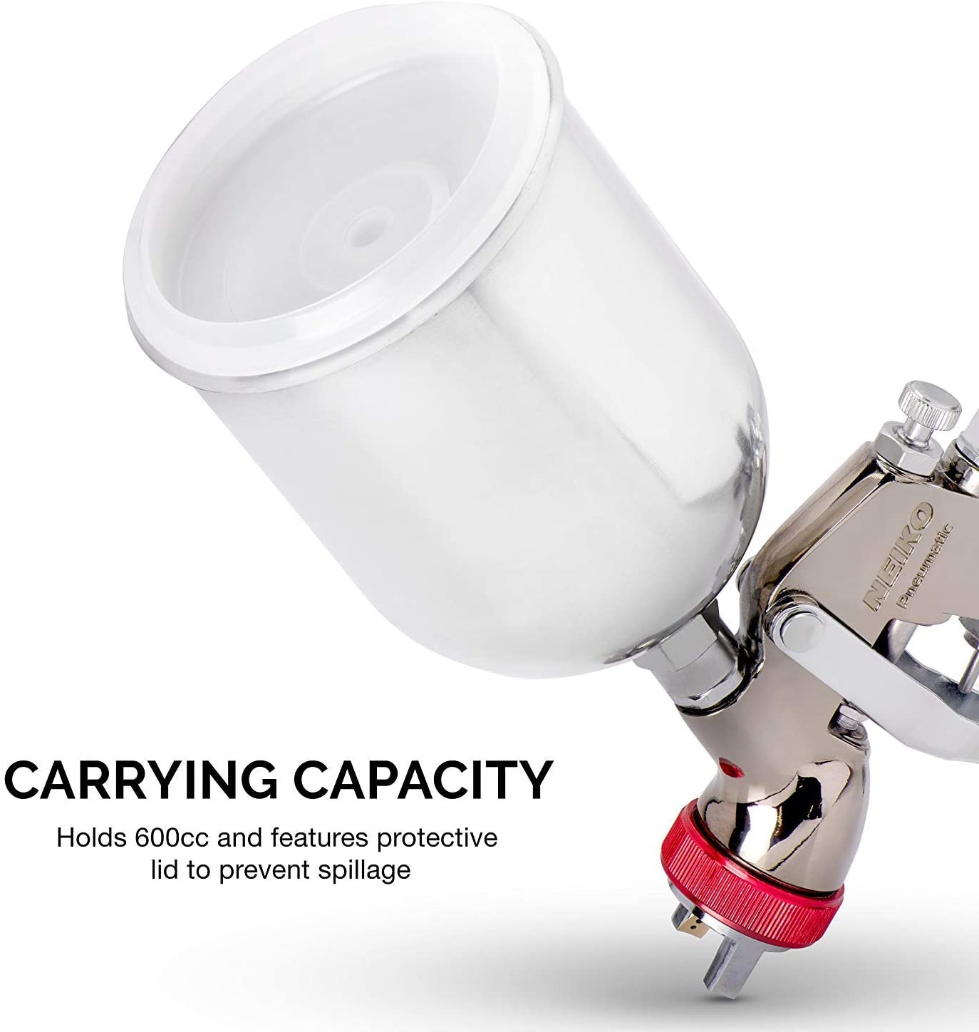 HVLP Gravity-Feed Spray Gun — 2.0 mm Nozzle, 600 cc Cup, Air Gauge