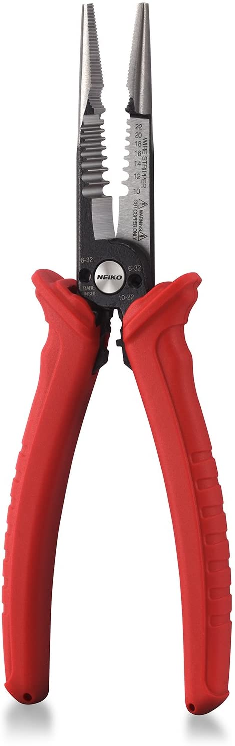 NEIKO 02038A 6-in-1 Wire Service Tool | 8-1/2" Length | Gripper, Crimper, Stripper, Cutter, Extractor, Electrician Pliers