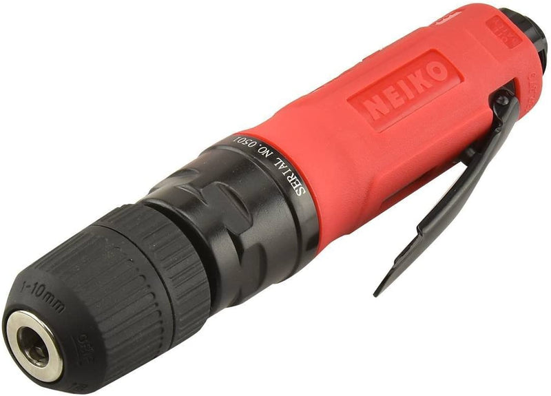 NEIKO PRO 30106B 3/8" Inline Mini Air Drill | 2600 RPM | Keyless Chuck | Low Noise Muffler | Straight Handle Type