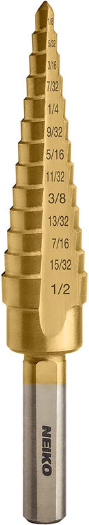 NEIKO 10182A Titanium Step Drill Bit, 1/8" - 1/2" in 1/32" Increments