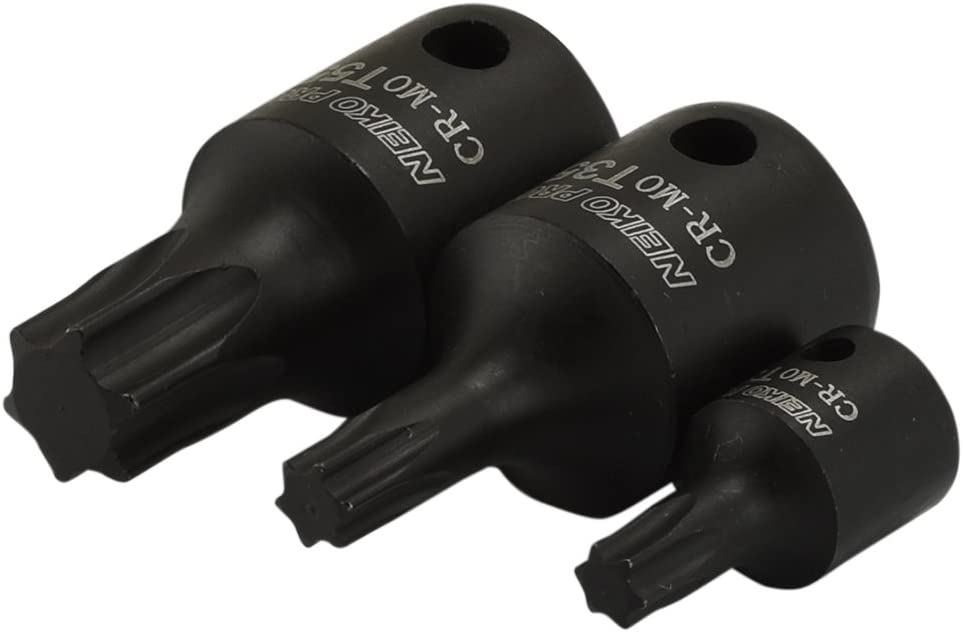 Impact Torx Bit Socket Set, 1/4", 3/8", & 1/2" Drive, 6 Point Star Sockets