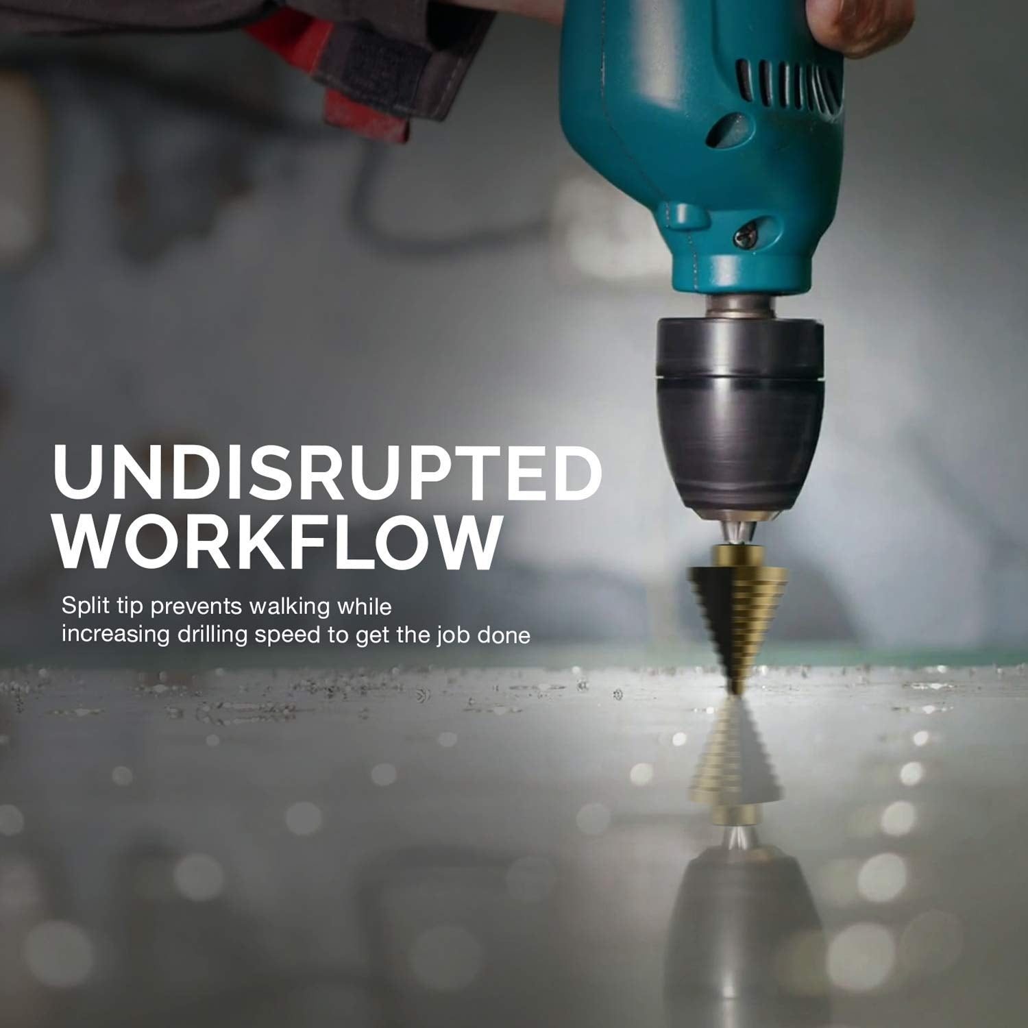 NEIKO 10197A Step Drill Bit Set, 5 Pc Step Bit for Metal, 50 SAE Sizes Total, 1/8” – 1-3/8”, SAE Titanium High Speed Steel Unibit, Stepper Cone Drill Bit, Two Flute Step Down Bits, Step Up Drill Bits