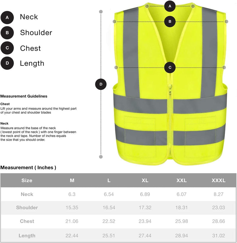 NEIKO 53963A High Visibility SAFETY Vest with 2 Pockets, ANSI/ISEA Standard, Color Neon, Size XL, X-Large, Yellow