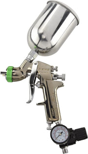 HVLP Gravity-Feed Spray Gun — 1.5 mm Nozzle, 600 cc Cup, Air Gauge