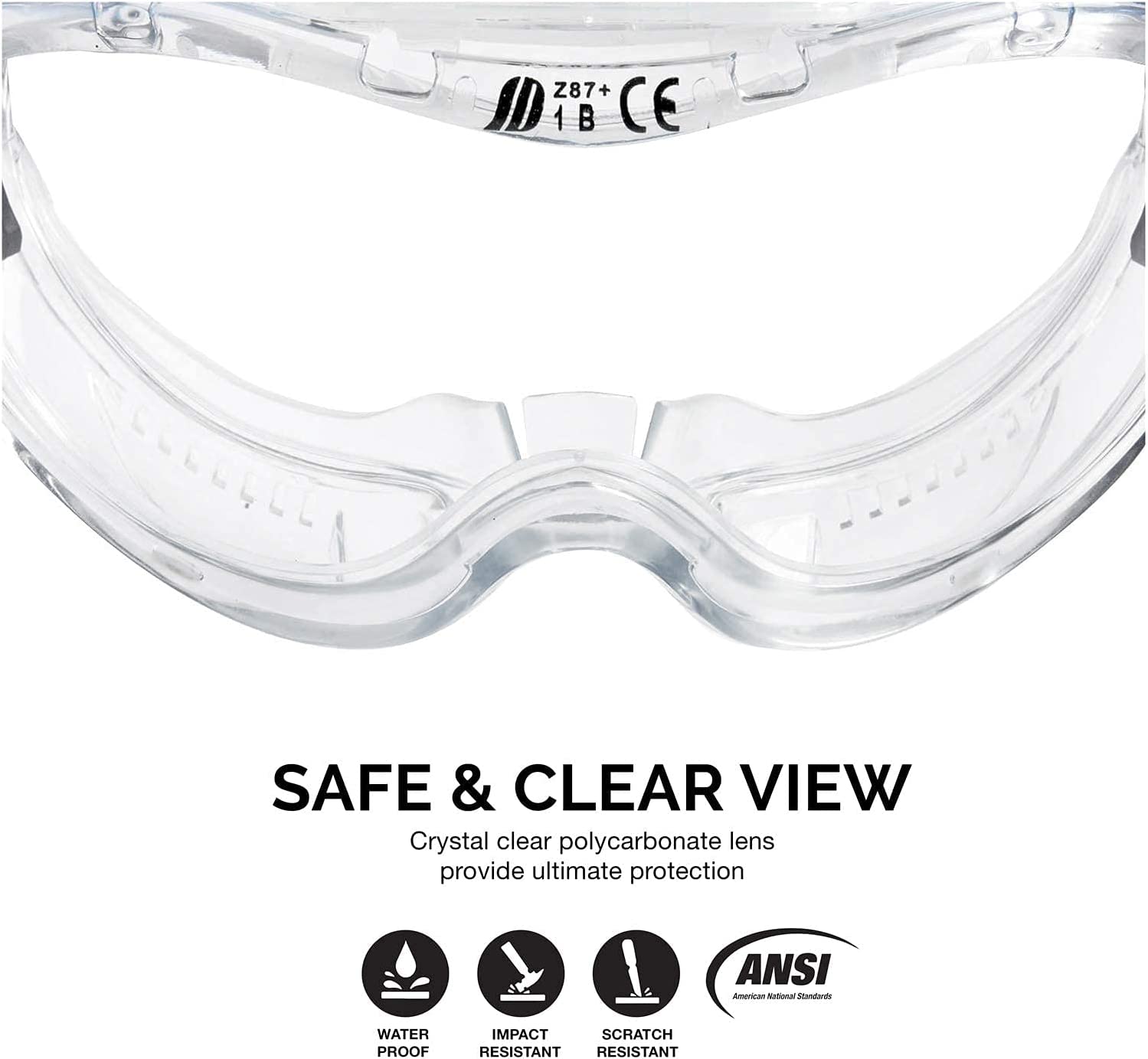 Neiko Pro 53875B Clear Protective Lab Safety Goggles 12 Pack, Chemistry Lab Goggles, Scientific, Construction Goggles, Contractor, Woodworking, Anti-Fog and Splash, Includes Indirect Vent for Men and Women