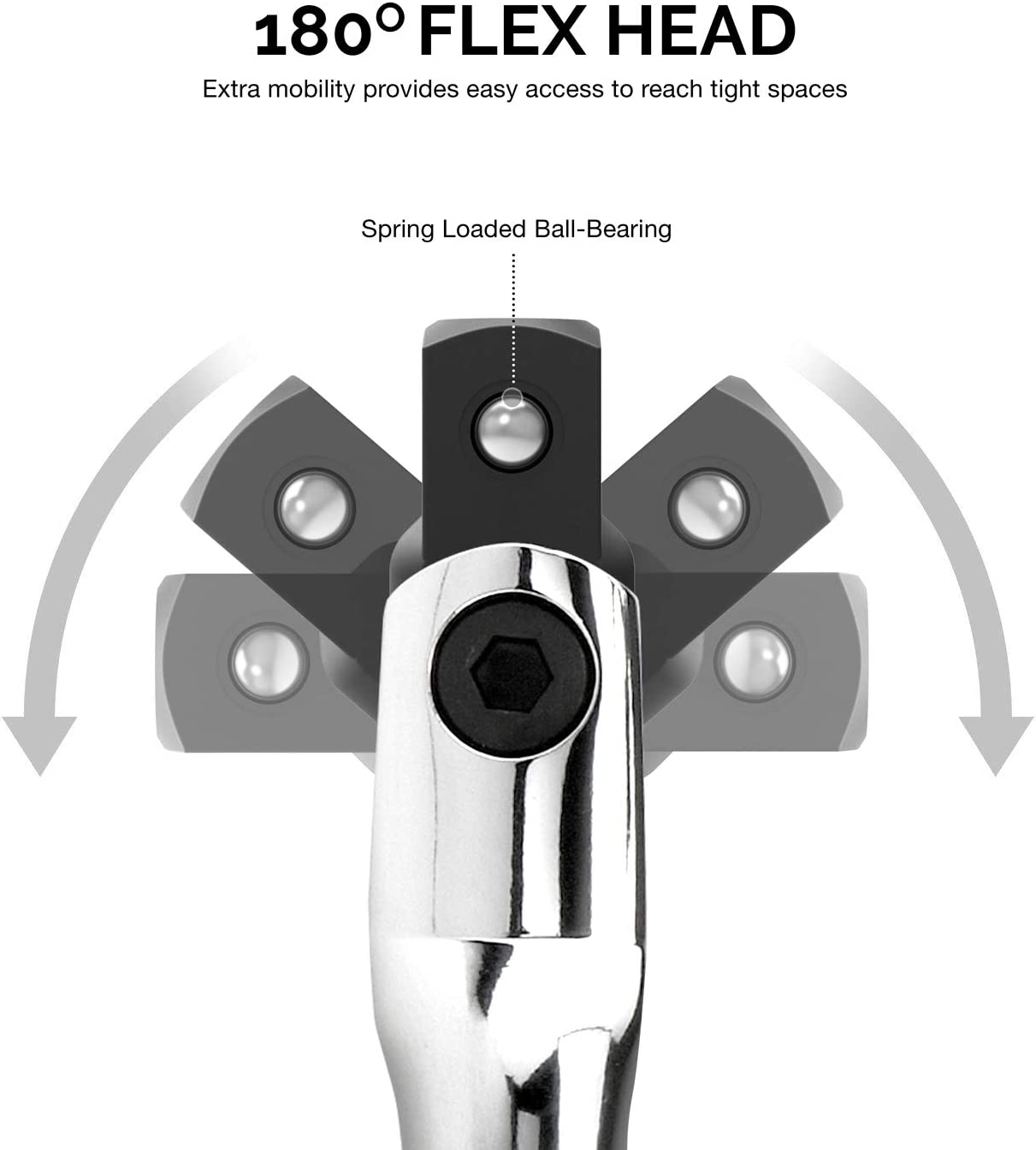Neiko 00339A 3/8-Inch-Drive Premium Breaker Bar, 12 Inches Long, Nut Breaker Bar, 180-Degree Flex Cr-Mo Head with Cr-V Steel Construction