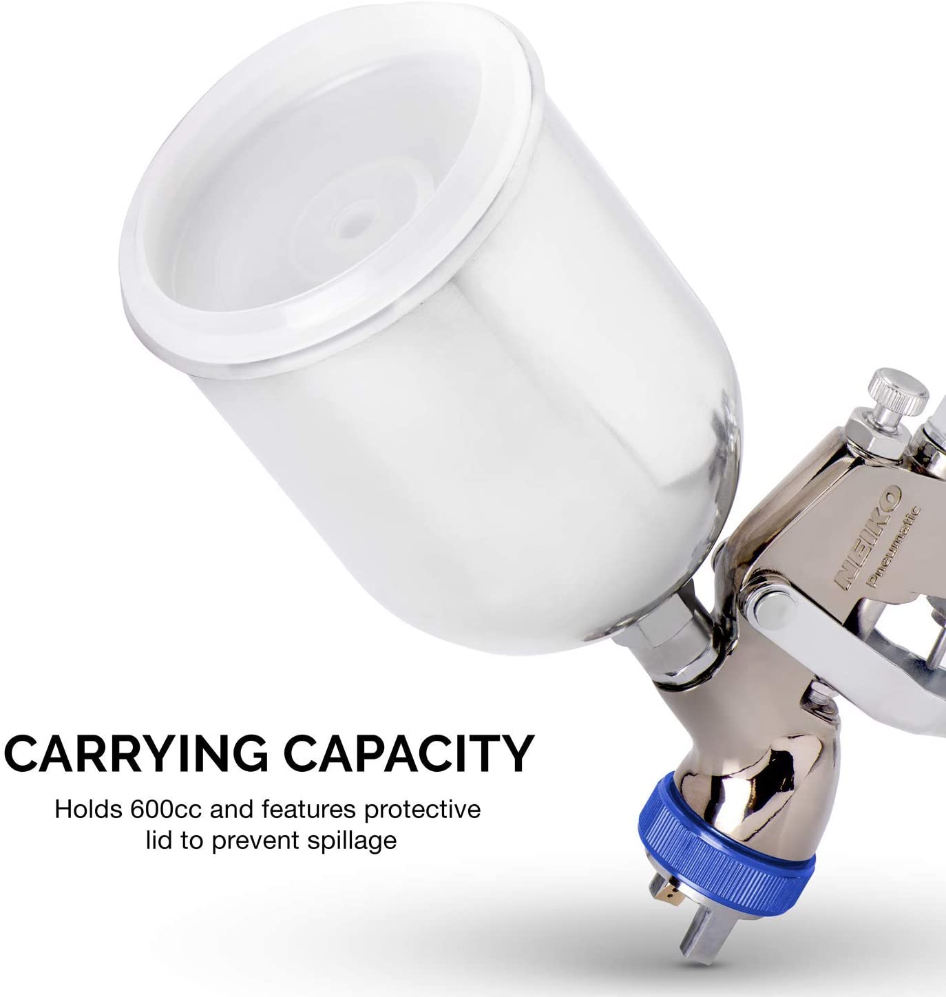 HVLP Gravity-Feed Spray Gun — 1.3 mm Nozzle, 600 cc Cup, Air Gauge