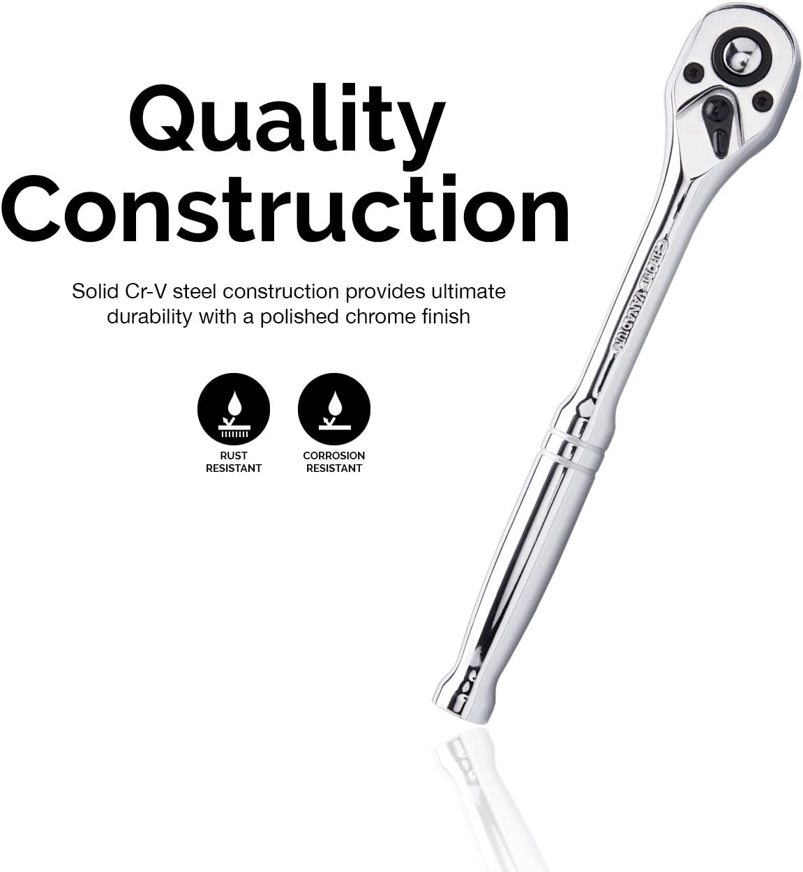 1/4"-Drive Ratchet Wrench, 5 1/2" Cr-V Steel Body, 72-Tooth Ratcheting Mechanism