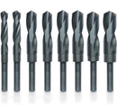 HILTEX 10005 Jumbo Silver & Deming Drill Bit Set, 8 Piece, 1/2" Inch Shank Industrial Large Drill Bit Set 9/16” Drill Bit to 1" Drill Bit, Metal Drill Bits for Steel, Reduced Shank Drill Press Bits