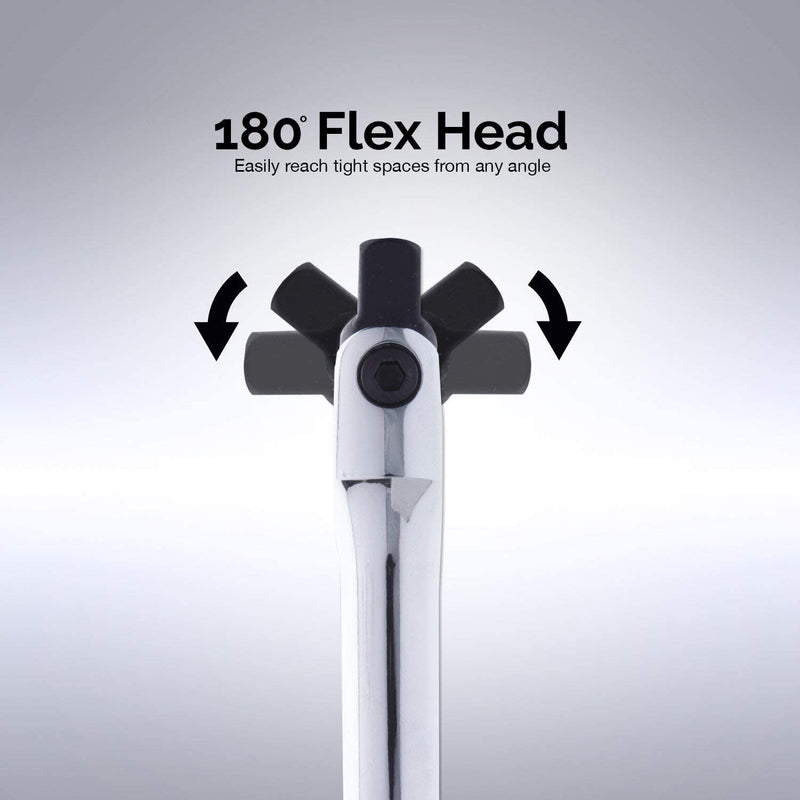 NEIKO 00200A 1/2" Drive Extension Breaker Bar | 15" Length | Rotating Flex Head | CR-V Steel