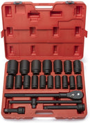 NEIKO 02409A 3/4" Drive Deep Impact Socket Set, 22 Piece | Standard SAE Sizes (7/8-Inch to 2-Inch) | Includes Ratchet Handle and Extension Bars | Chrome Moly Steel