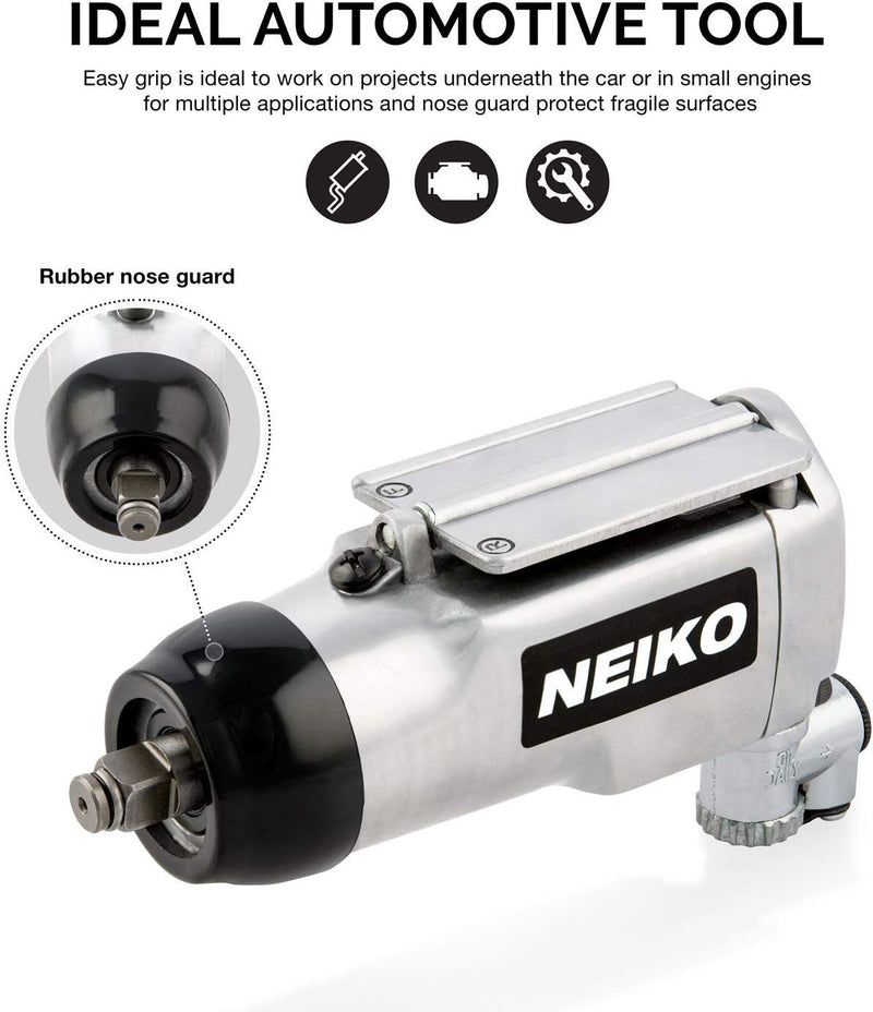 Neiko 30088A 3/8" Drive Butterfly Impact Wrench, 75 Foot/Pound High Power Outlet Air Wrench, 10,000 RPM Pneumatic Impact Wrench, 1/4” Air Inlet 3/8” Air Hose Size Pneumatic Tool for Mechanics
