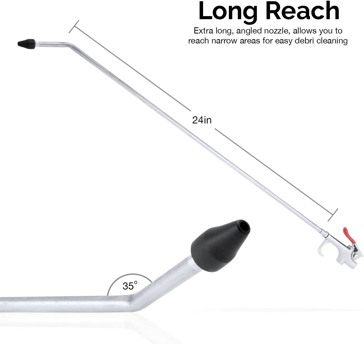 Long-Reach Pneumatic Air Blow Gun — 24", 1/4" NPT